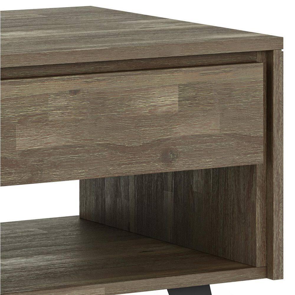Lowry 22"W Solid Acacia Wood Square End Table with Storage Drawer