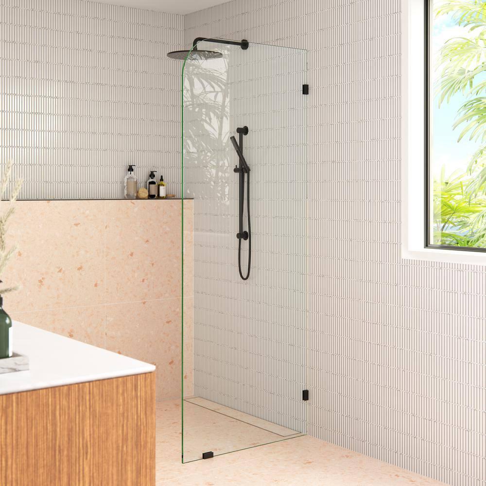 Solaris 36 in. x 78 in. Fully Frameless Radius Single Fixed Shower Panel
