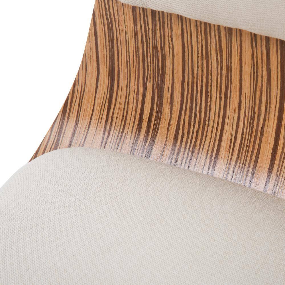 LumiSource Zebra Wood, Cream Fabric Vintage Mod Chair