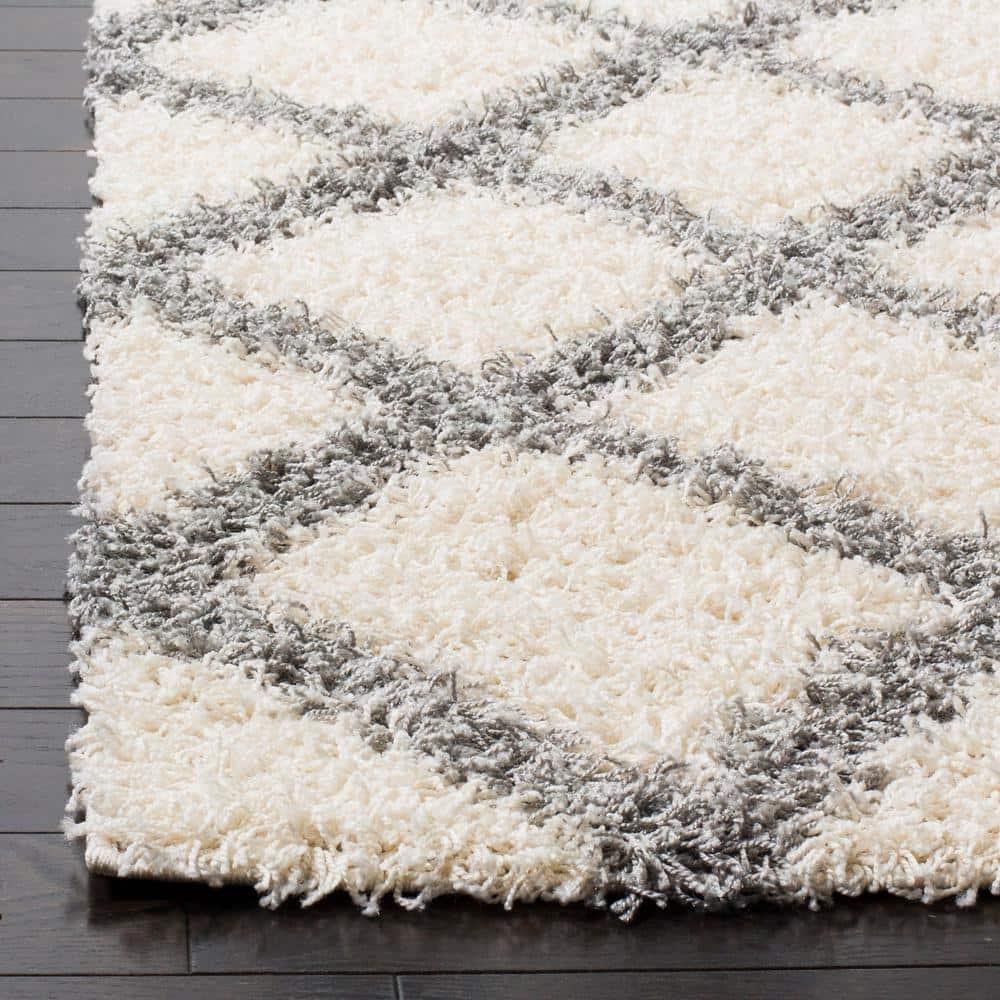 Dallas Shag SGD258 Power Loomed Indoor Area Rug - Ivory/Grey - 8'x10' - Safavieh.