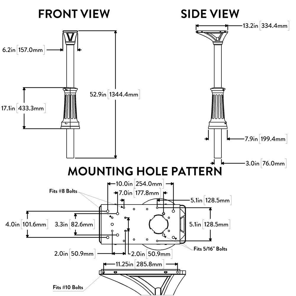 Architectural Mailboxes Elevado Galvanized Steel Mailbox Post, 7517RZ-10, Rubbed Bronze