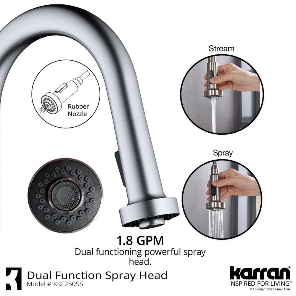 Karran Karran Scottsdale Single Handle Pull Down Sprayer Kitchen Faucet KKF250SS