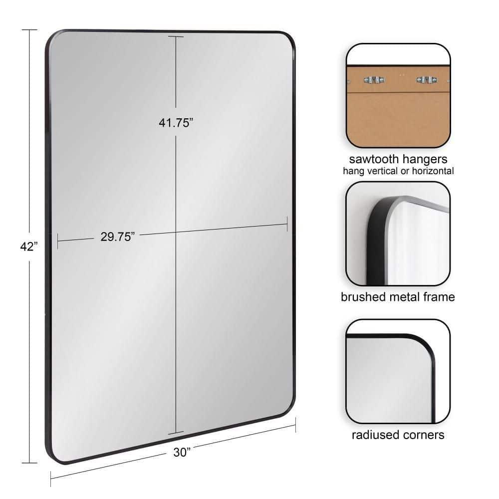 Kate and Laurel Zayda Radius Rectangle Framed Wall Mirror, 30x42, Black