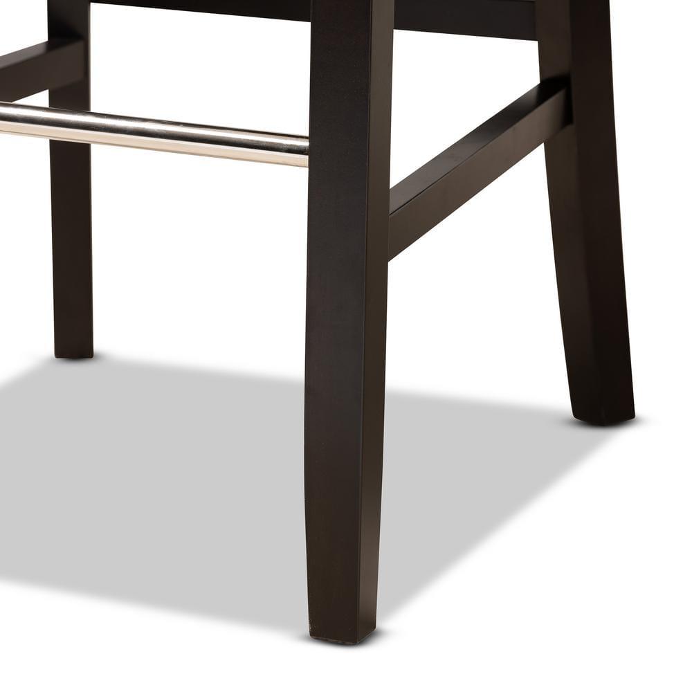 2pc Daphne Velvet Fabric Upholstered and Wood Counter Height Barstool Set Blue/Brown - Baxton Studio: Elegant Polyester Seating
