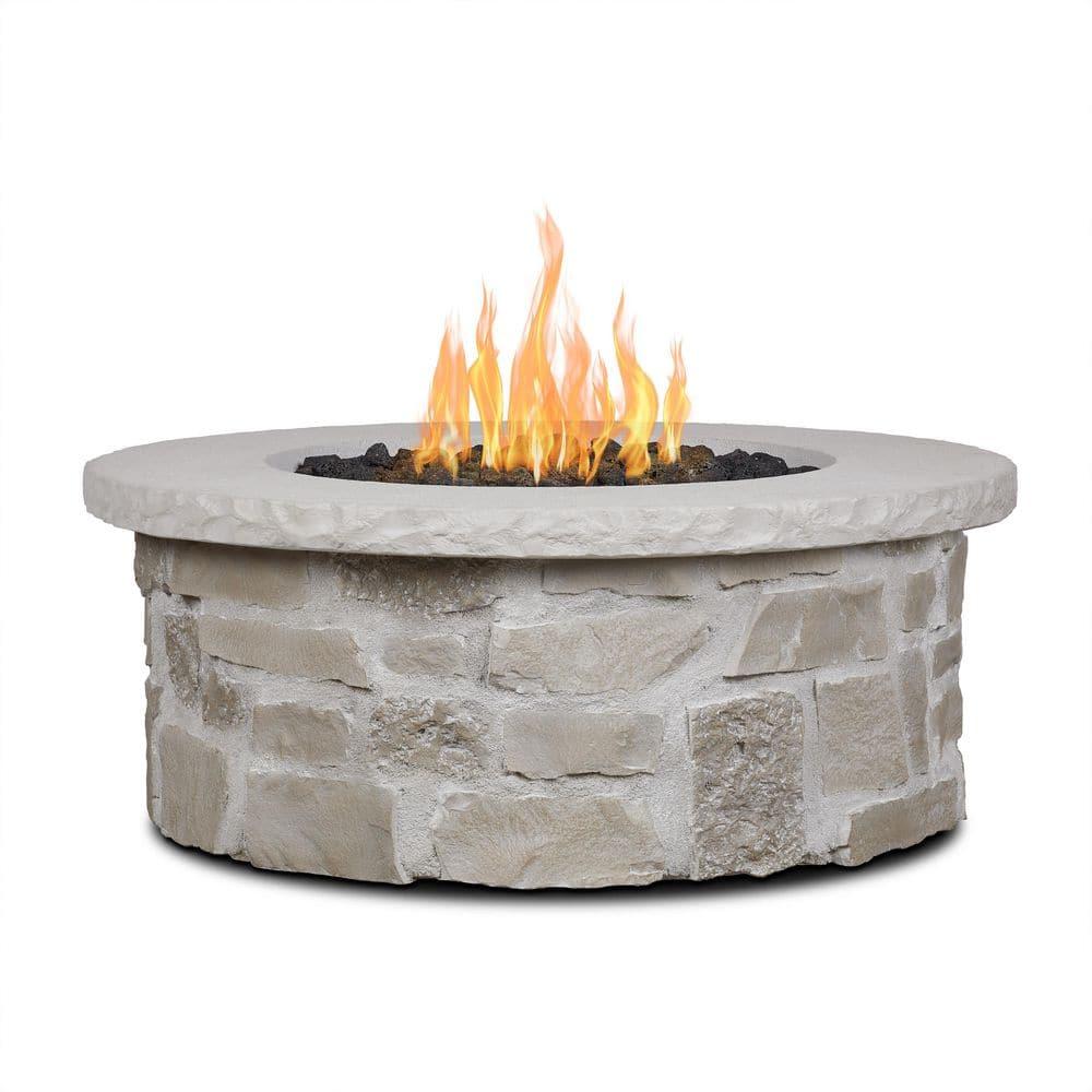 Real Flame Scottsdale 40" Round Stone Propane Fire Pit Table By Real Flame