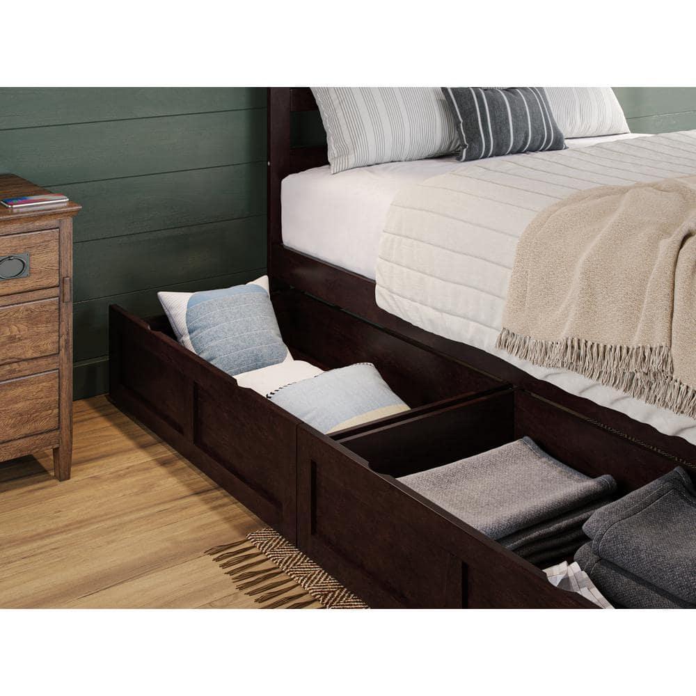 Warren, Solid Wood Platform Bed with Storage Drawers (Set of 2), Full, Espresso