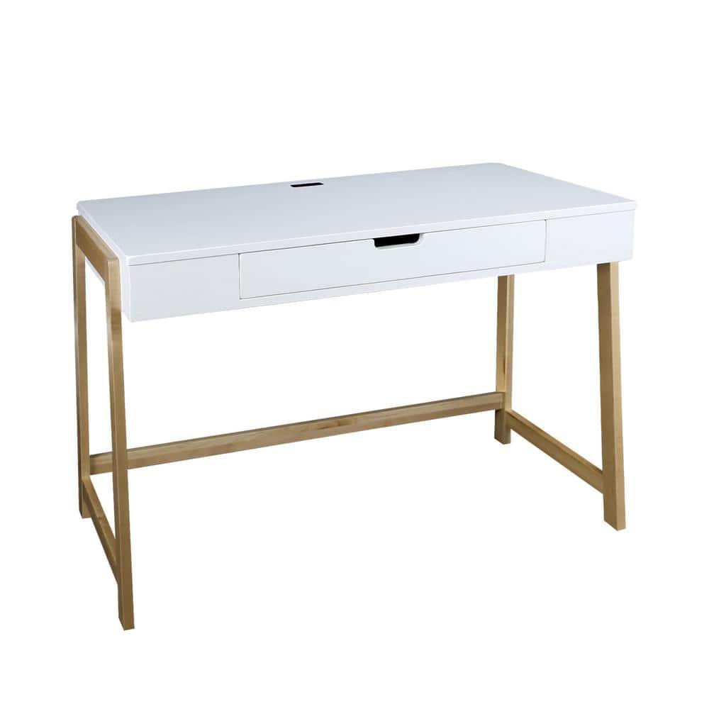 Indoor Furniture Neorustic Smart Desk With Usb Ports - Two-Tone (White,Natural)