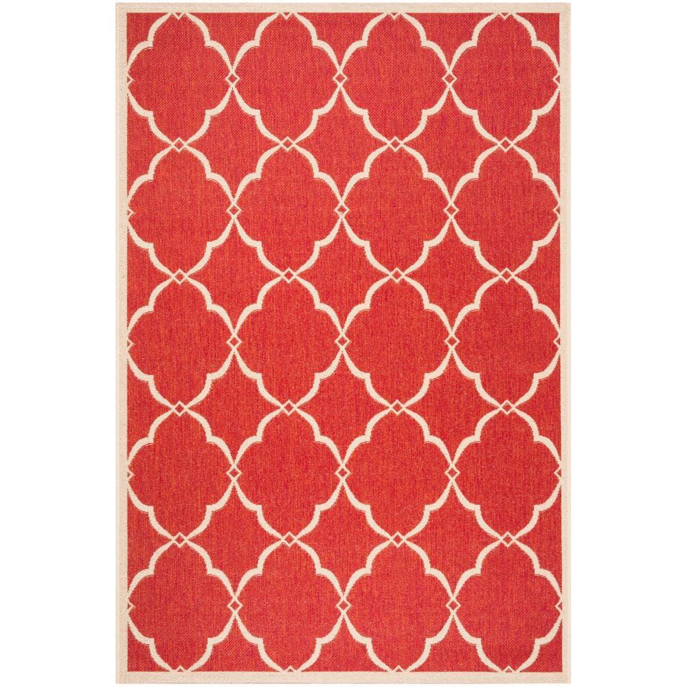 Beach House BHS125 Power Loomed Indoor/Outdoor Accent Rug - Red/Creme - 3'x5' - Safavieh