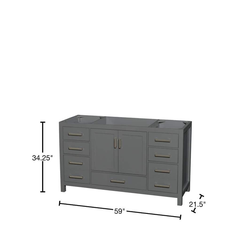 Wyndham Collection Sheffield 59" Freestanding Single Vanity Base Only