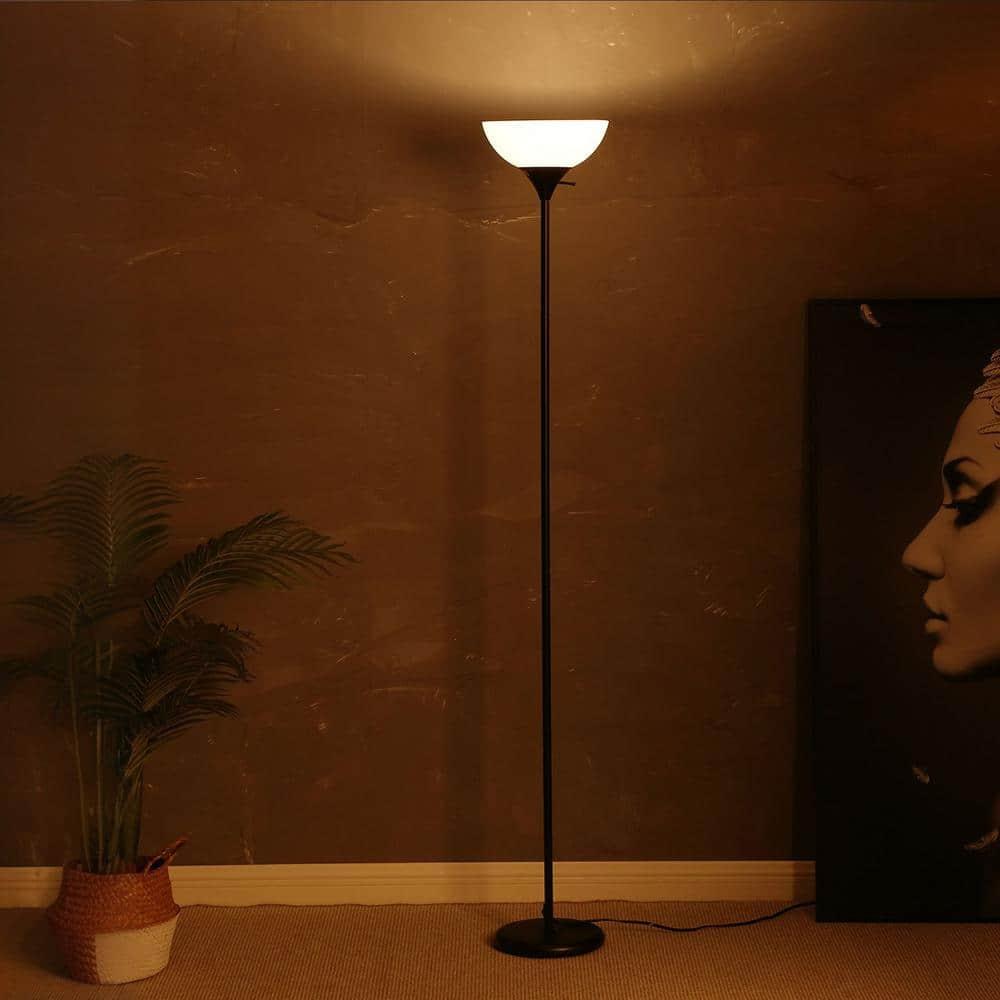 Brightech Sky Dome 72 in. Black Torchiere LED Uplight Floor Lamp
