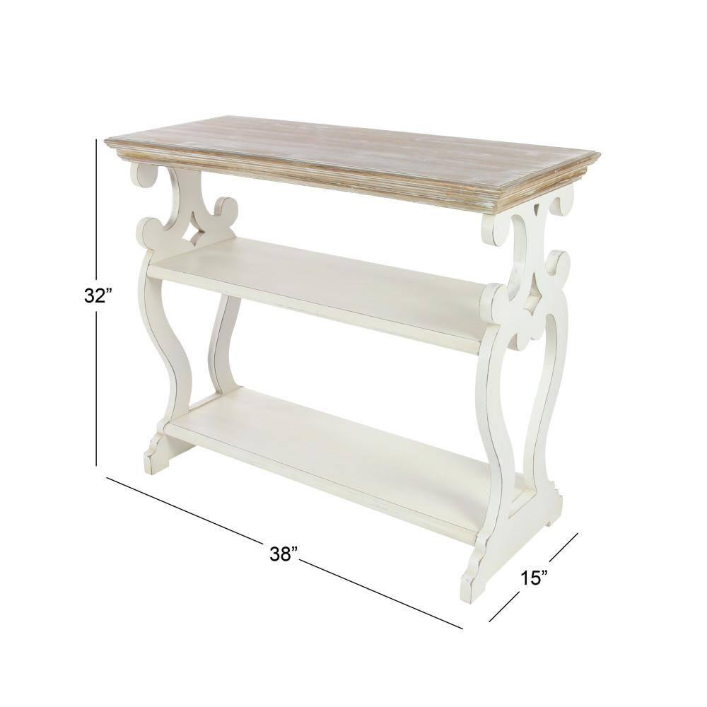 Farmhouse Wood Console Table Off White - Olivia & May: 2-Shelf Design, Tall Profile