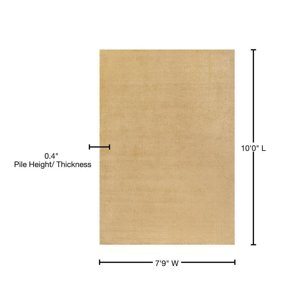 8'x10' Haze Solid Low-Pile Area Rug, Mustard - JONATHAN Y