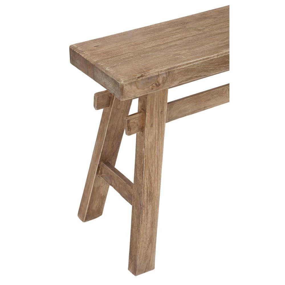 Milani Brown Wood Handmade Distressed Bench with High Trestle Legs 47" x 12" x 21"