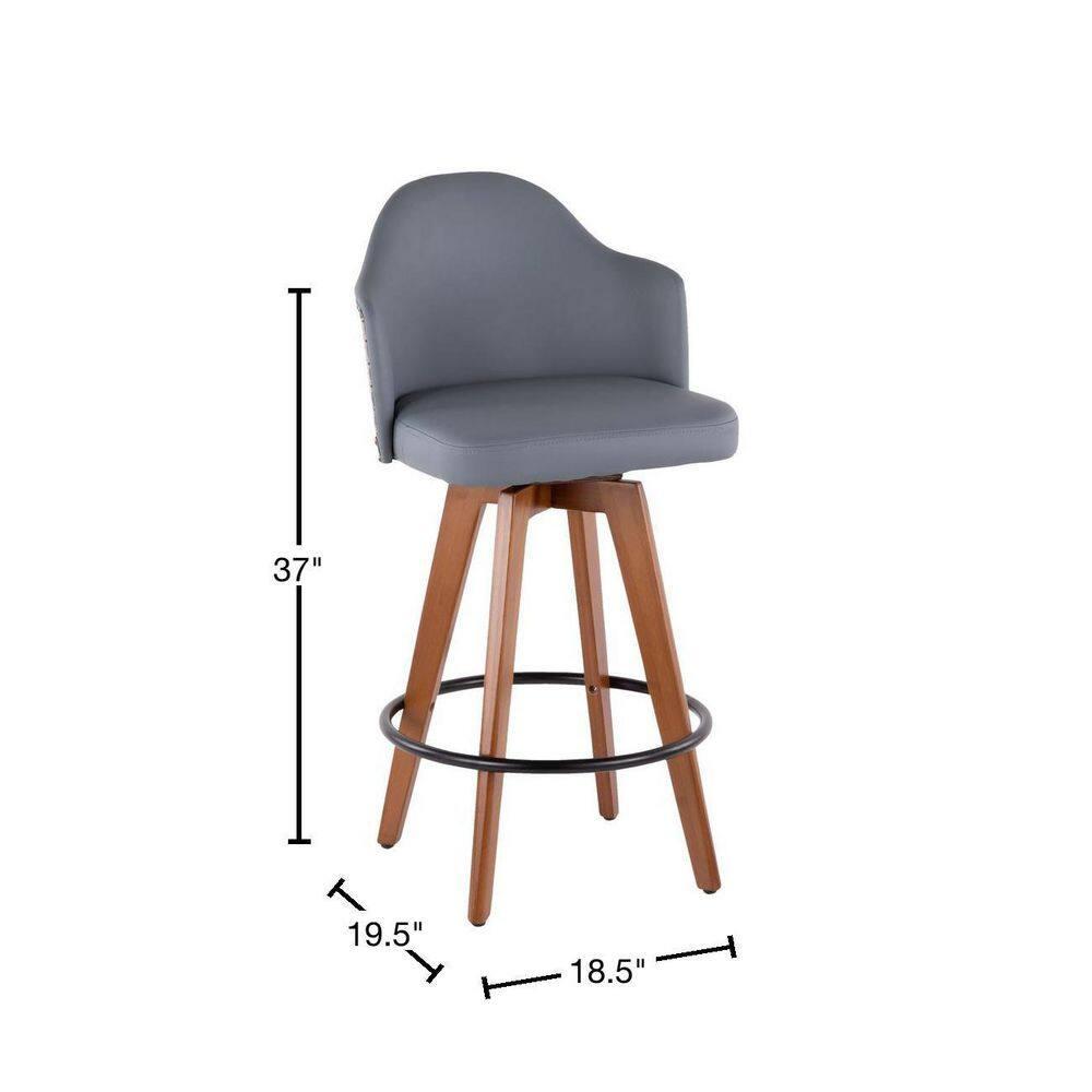 26" Ahoy Mid-Century Modern Counter Height Barstool Walnut/Dark Gray - LumiSource
