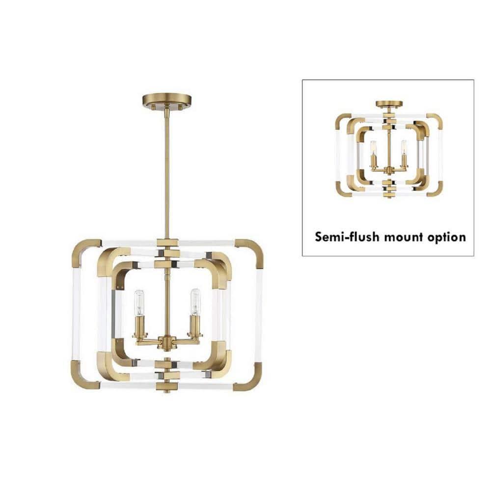 Savoy House Rotterdam 4 - Light Semi-Flush Mount in Warm Brass