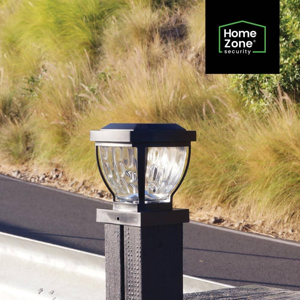 Home Zone Security Solar Powered Integrated LED Fence Post Cap Light 4 In. X 4 In. with Base Adapter Included Pack (Set of 2)