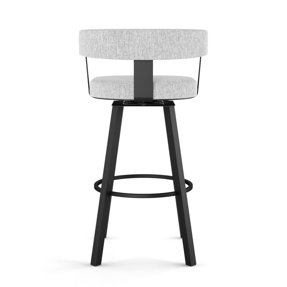 Amisco Parker 26 In. Swivel Counter Stool - Grey White Polyester / Black Metal