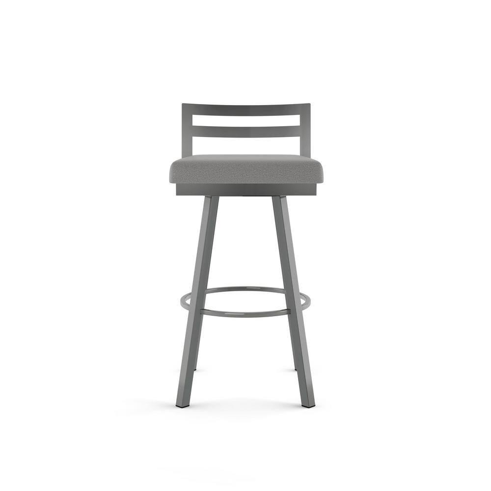 Amisco Derek 30 In. Swivel Bar Stool - Grey Polyester / Metallic Grey Metal
