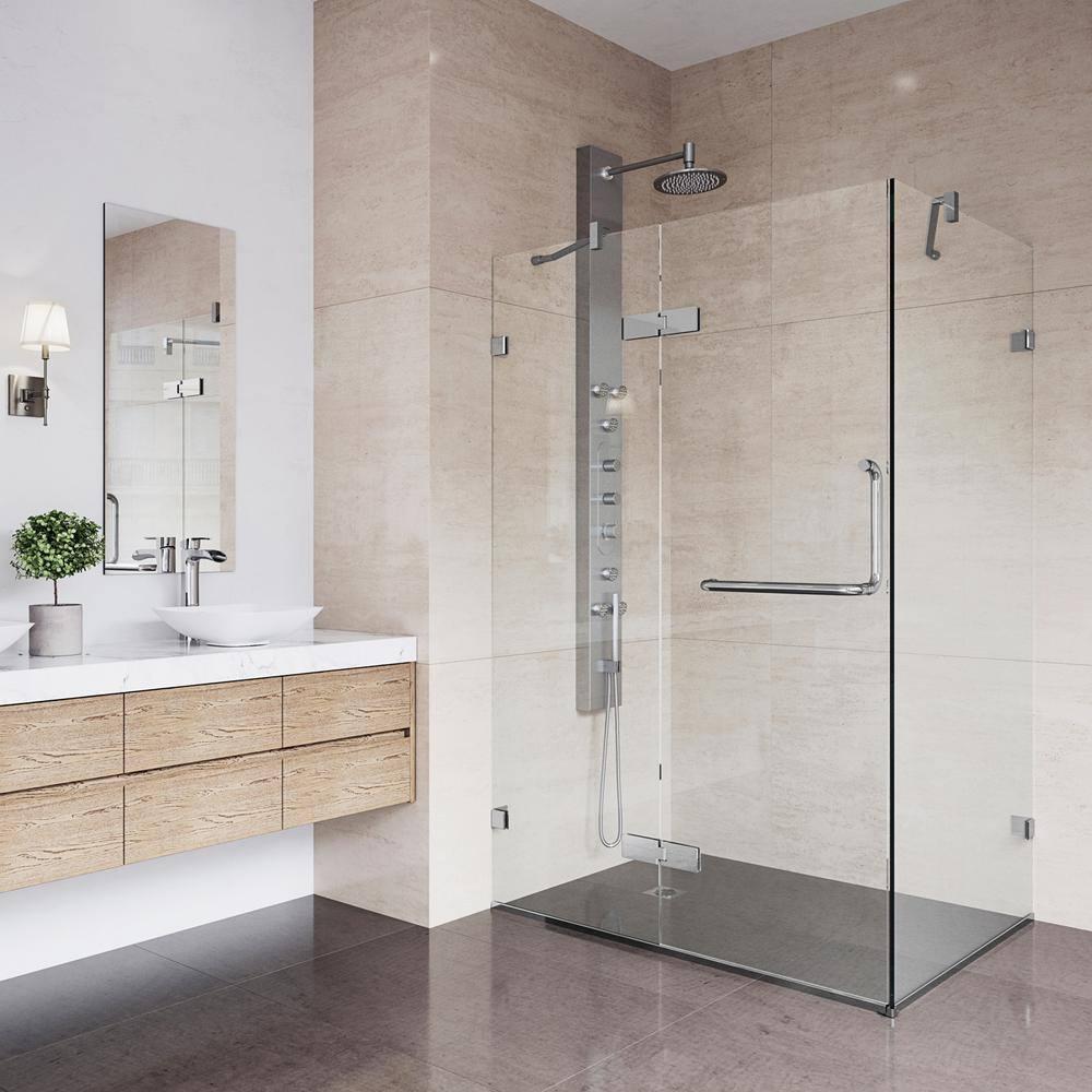 VIGO Monteray 46" W x 30" D x 73" H Hinged Frameless Shower Enclosure with 3/8  Clear Glass VG6011CHCL48