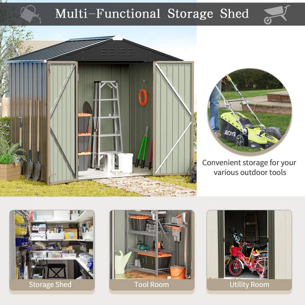 Devoko 8 ft. W x 6 ft. D Metal Storage Shed