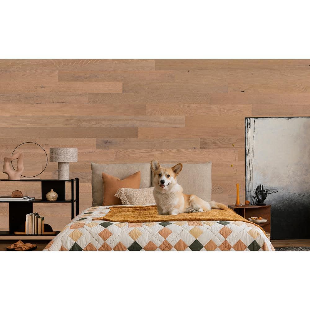 Timberchic Oak Wooden Wall planks - Simple Peel & Stick Wall Covering Application for DIY Accent Wall & Home Improvement - Premium Modern Wall Paneling - 10 sq ft