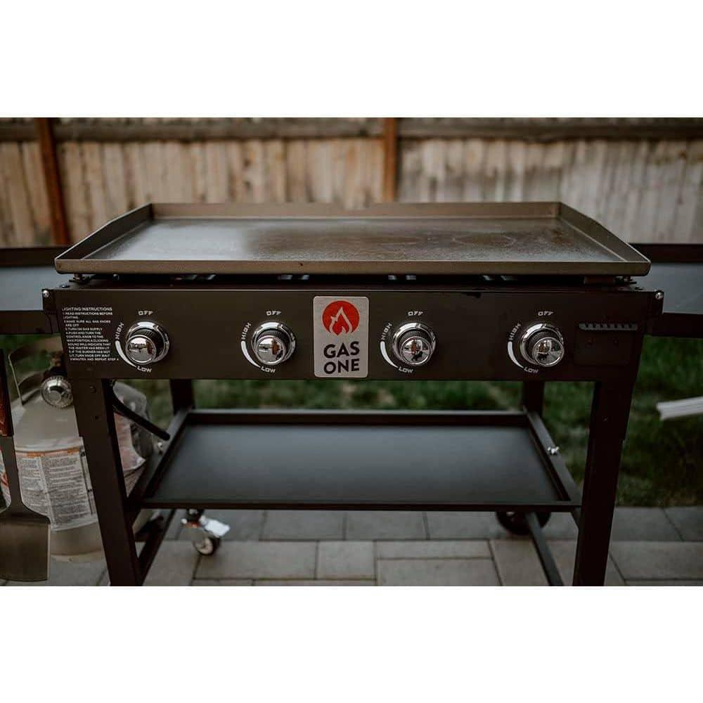 Flat Top Portable Propane Grill 36 in. with Foldable Legs in Black