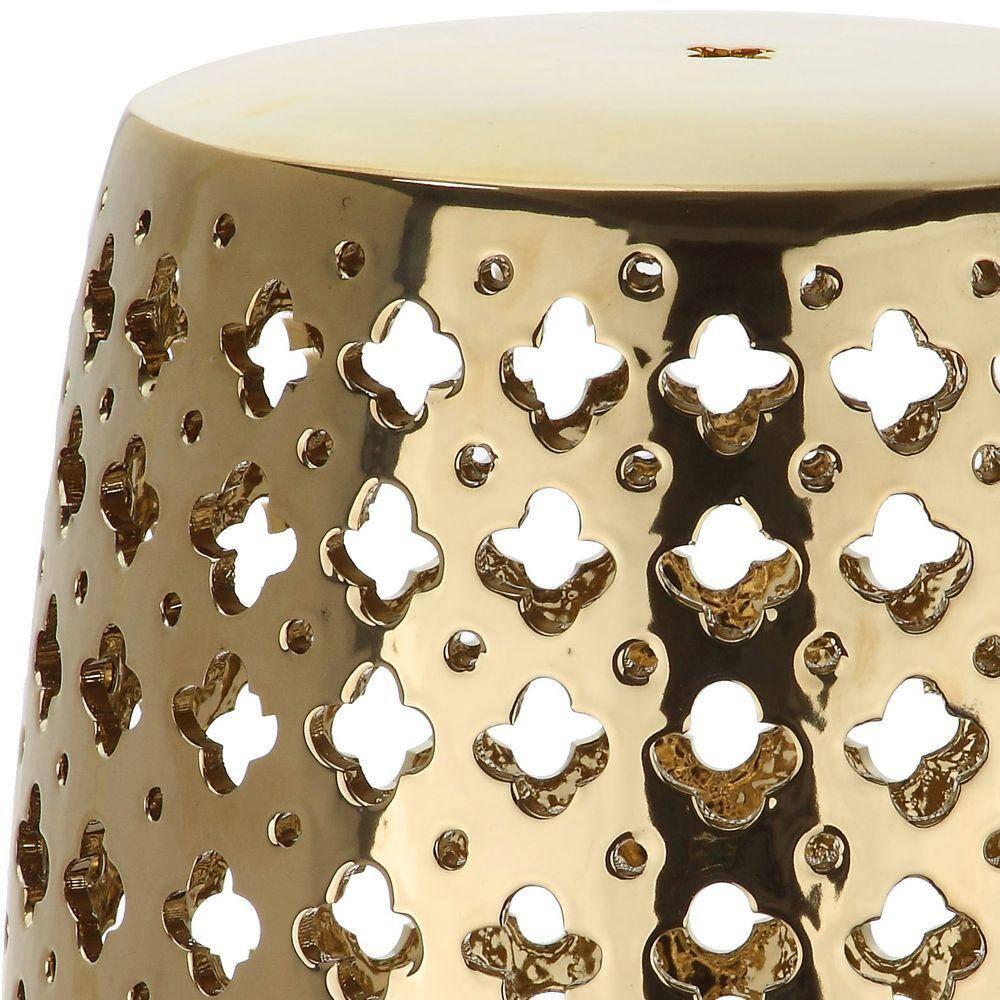 Safavieh Lacey Trellis Indoor/Outdoor Garden Patio Stool, Plated Gold