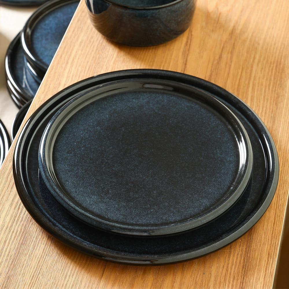Eden 4-Piece Dark Blue Stoneware Full Set (Service for 4)