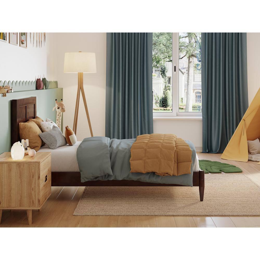 AFI Furnishings Berkshire Twin Solid Wood Low Profile Platform Bed in Walnut