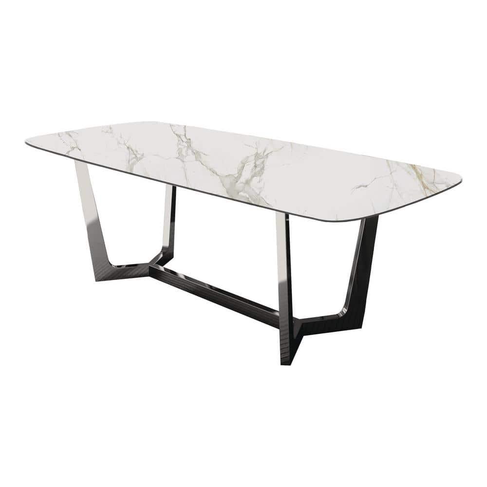 Furniture of America Agorthin Metal 7-Piece Dining Set in Silver