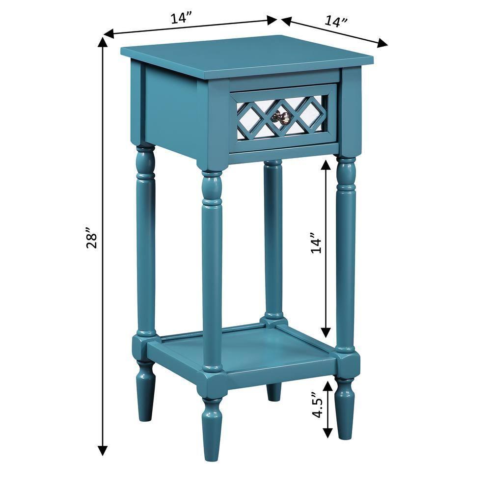 Convenience Concepts French Country Khloe Deluxe 1 Drawer Accent Table with Shelf, Blue