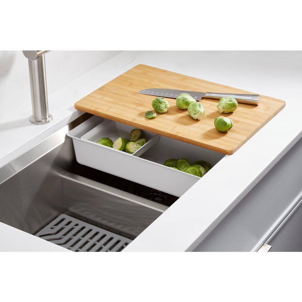 Task Smart Divide33-In X 22-In Top-Mount/Undermount Double-Equal Workstation Kitchen Sink With Accessories