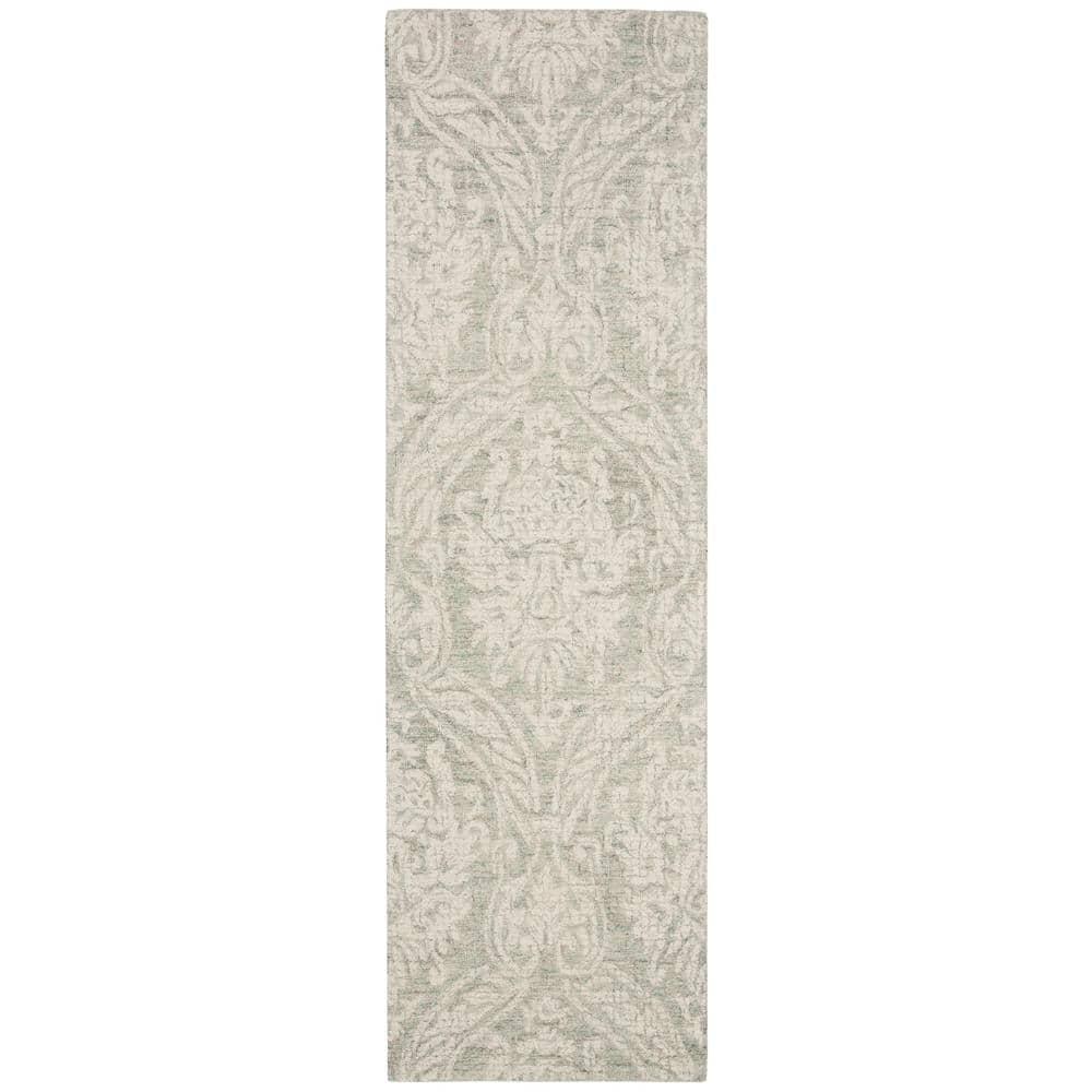 Abstract ABT204 Handmade Indoor Runner - Grey/Ivory - 2'-3"x6' - Safavieh