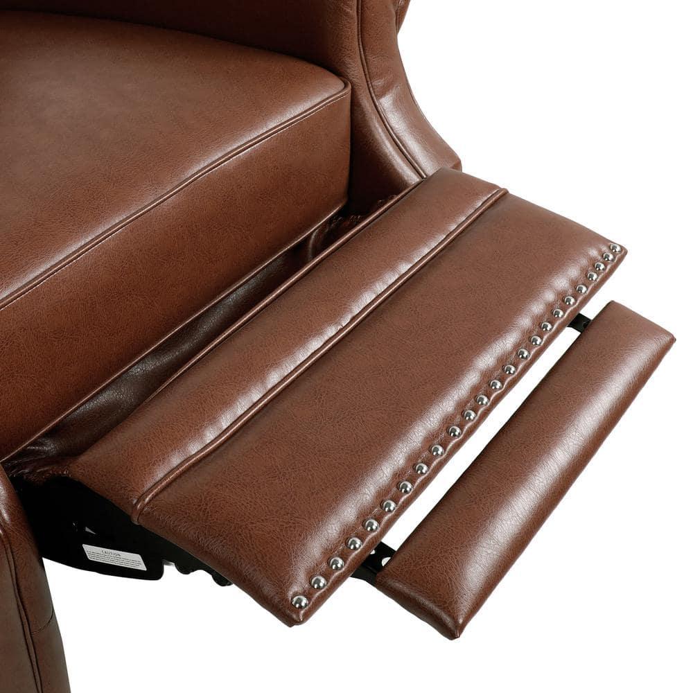 Noble House Torrens Standard Faux Leather Tufted Recliner, Cognac Brown