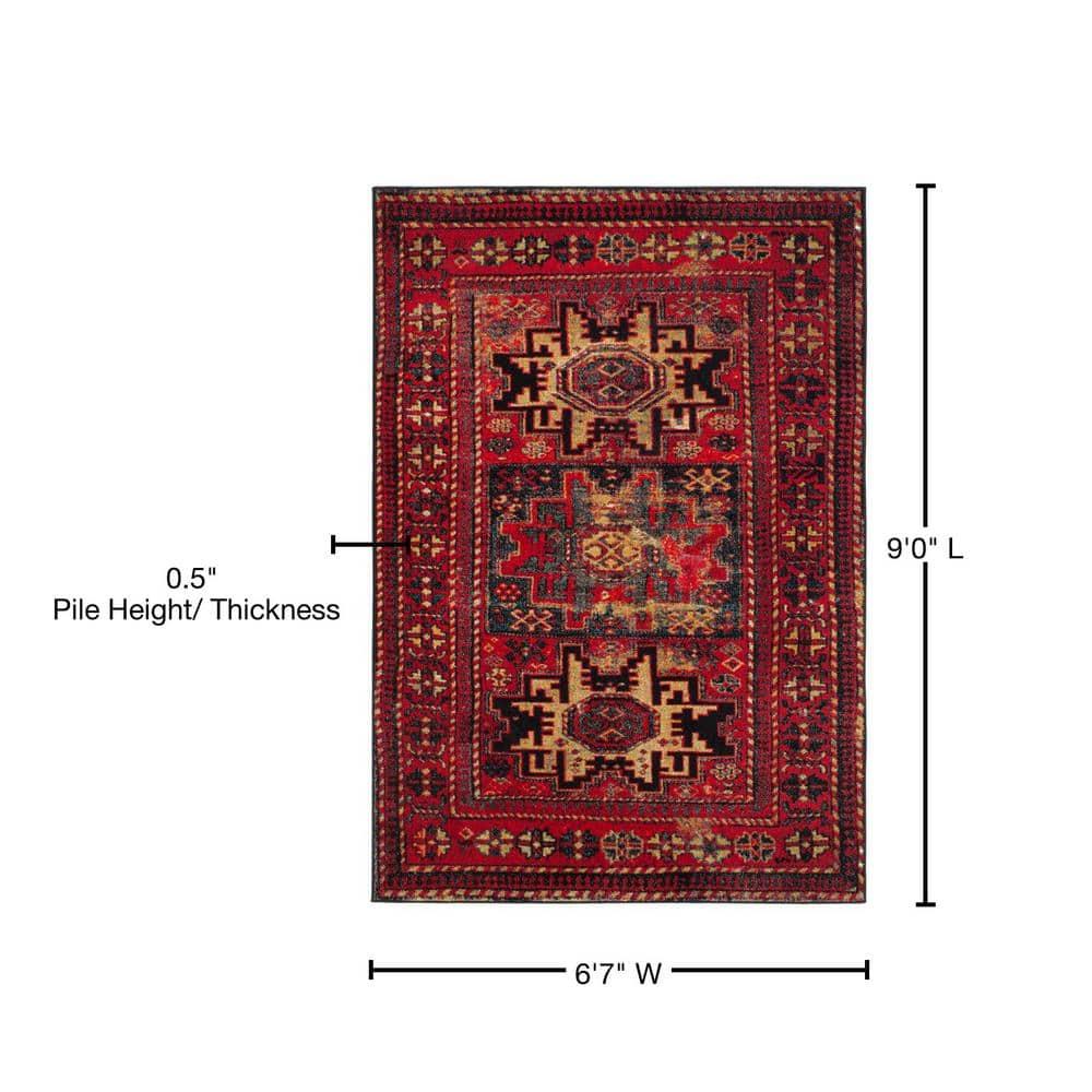 Vintage Hamadan VTH213 Power Loomed Area Rug - Red/Multi - 6'7"x9' - Safavieh.
