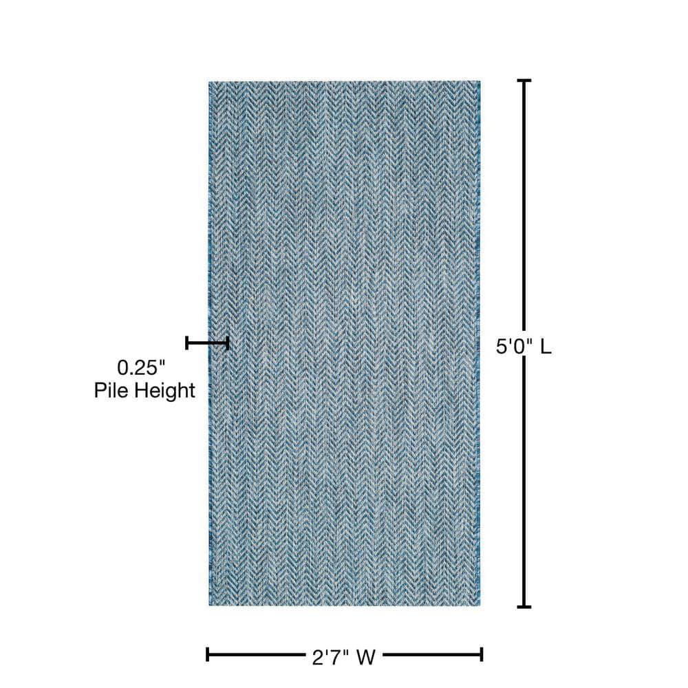 Courtyard CY8022 Power Loomed Indoor and Outdoor Accent Rug - Navy/Grey - 2'7"x5' - Safavieh