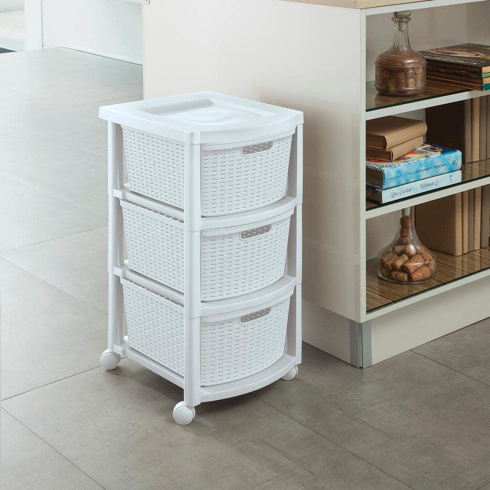 3 Drawer Rolling Cart White - Inval