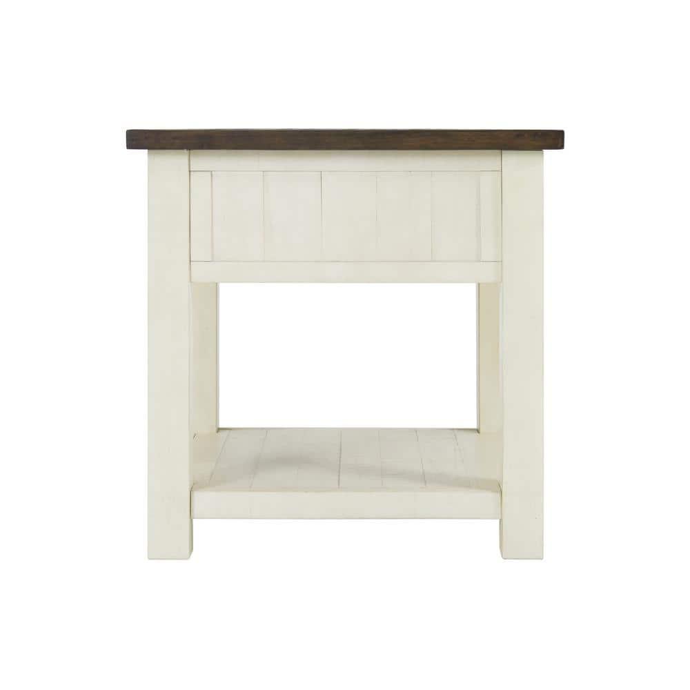 Martin Svensson Home Monterey End Table, Cream White and Brown