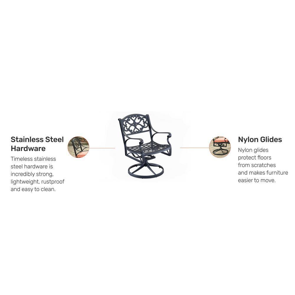 Homestyles Sanibel Aluminum Outdoor Swivel Rocking Chair in Black