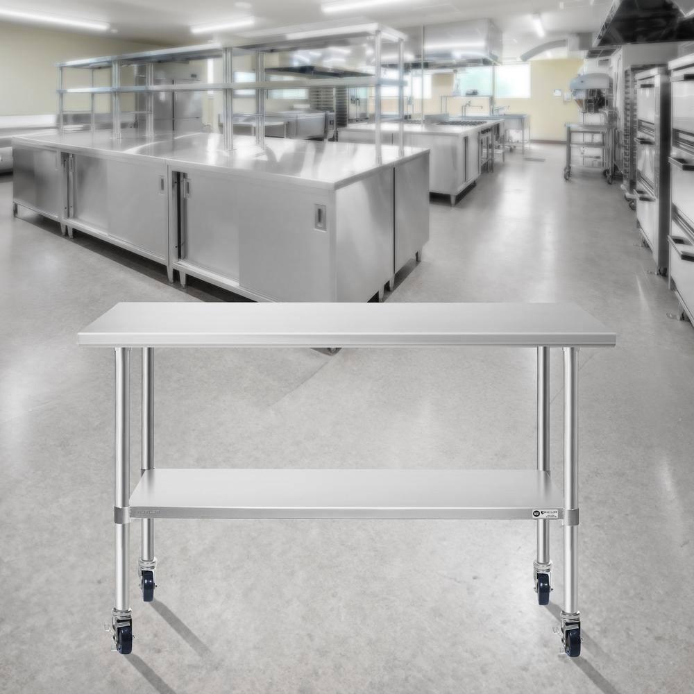 Flash Furniture Woodford NSF Certified Stainless Steel Prep and Work Table with Undershelf