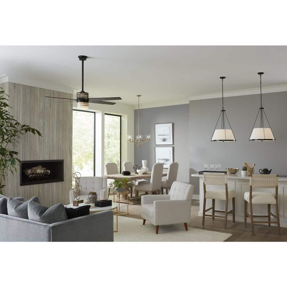 Progress Lighting Parkhurst 6-Light Chandelier, Brushed Bronze, Glass, Elegant Transitional Style, Ideal for Dining Rooms & Bedrooms.