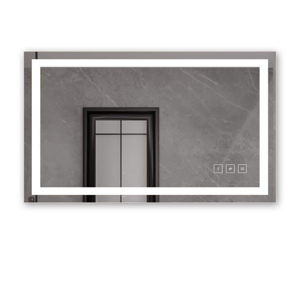 40 in. W x 24 in. H Rectangular Frameless Anti-Fog LED Light Wall Mount Bathroom Vanity Mirror in Tempered Glass