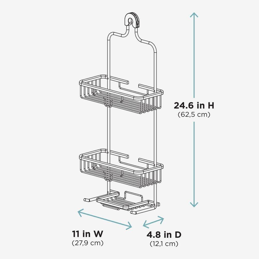 NeverRust Rustproof Aluminum Large Over-the-Shower Caddy in Satin Chrome
