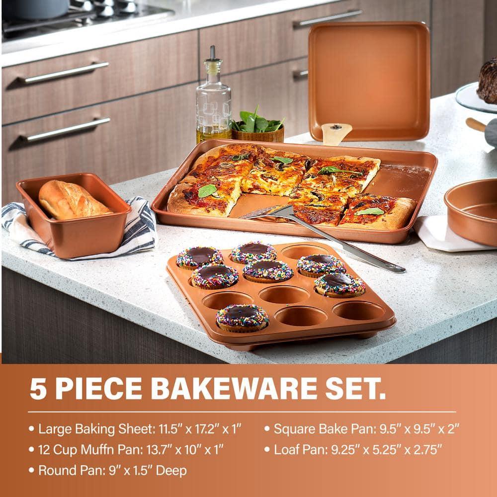 Gotham Steel Nonstick Pots and Pans 20 Pcs Kitchen Ceramic Cookware Set Bakeware Cooking Frying Skillet Sauce Pan Hammered