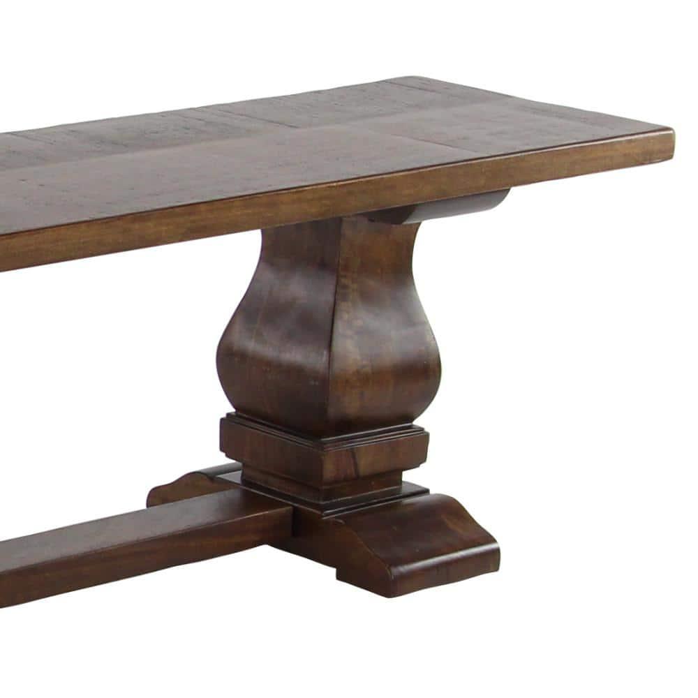 DecMode Mango Wood Bench with Parquet Inlay, Brown