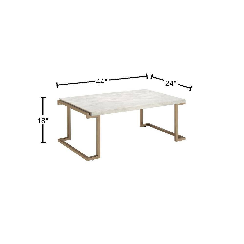 Adrinfly Boice II Coffee Table in Faux Marble & Champagne 82870