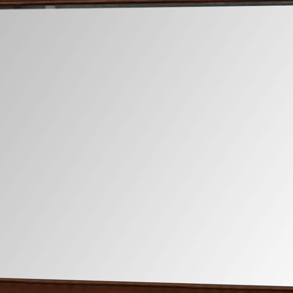 44 Inch Wall Mirror Molded Trim Rectangular Wood Frame Cherry Brown - Saltoro Sherpi