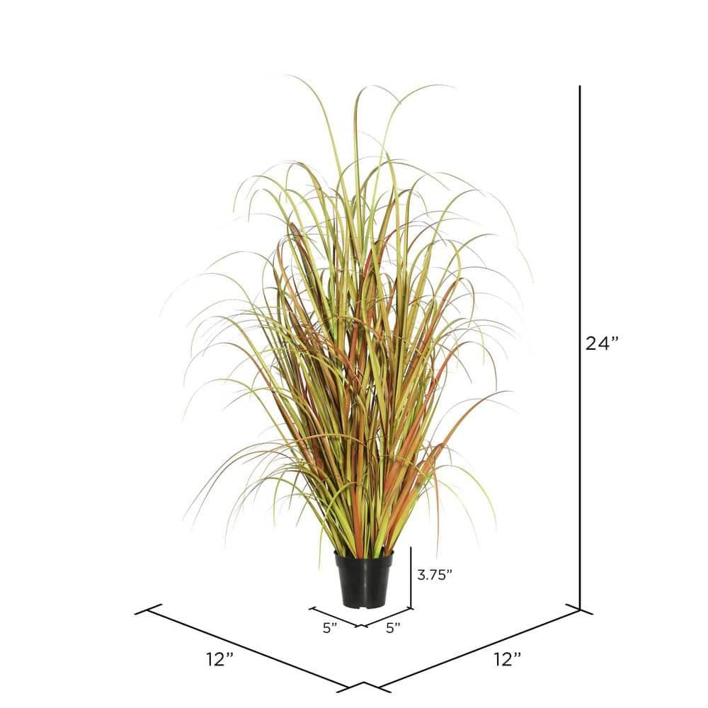 Vickerman 24" PVC Artificial Potted Mixed Brown Grass. In a 5"Lx5"Wx3.75"H base.