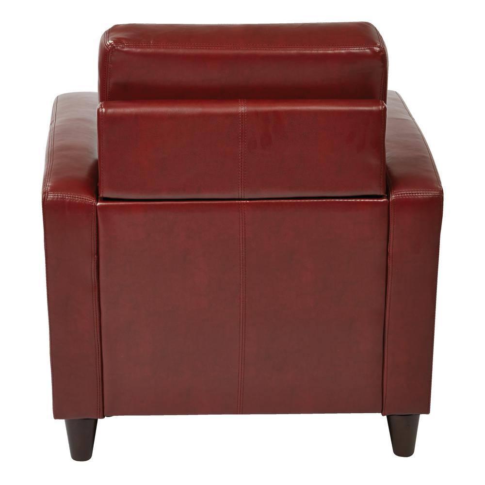 OSP Home Furnishings Venus Club Chair in Crimson Red Bonded Leather and Solid Wood Legs