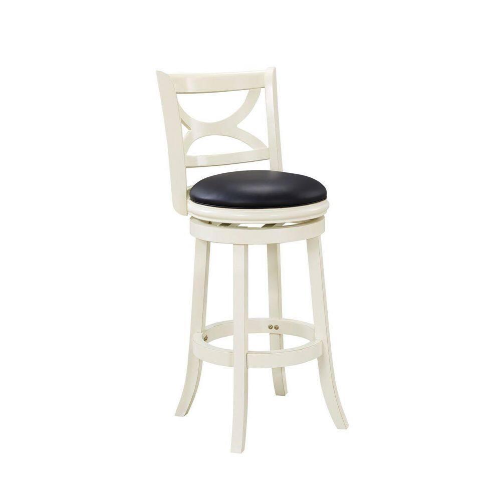 29" Florence Swivel Barstool Hardwood Buttermilk - Boraam: 360-Degree, High-Density Foam, No Assembly Required